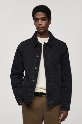 Blouson en jean délavé foncé - Gris