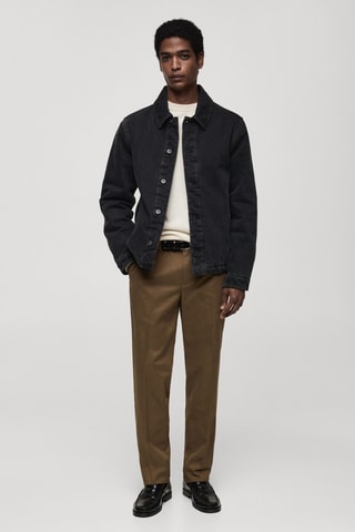 Blouson en jean délavé foncé - Gris