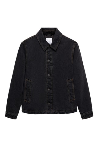 Blouson en jean délavé foncé - Gris