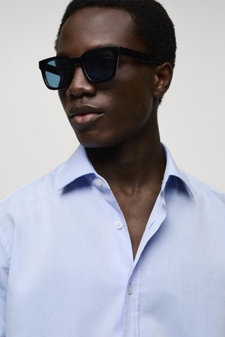 Chemise regular fit en coton fil-à-fil - Bleu ciel