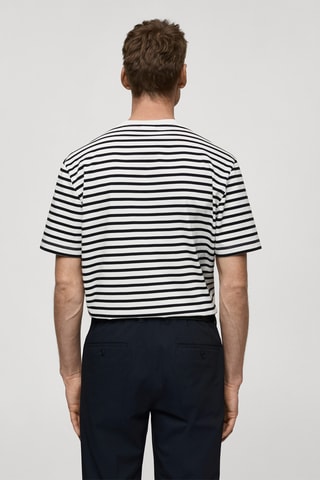 T-shirt 100 % coton rayures - Ecru