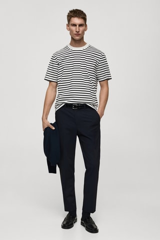 T-shirt 100 % coton rayures - Ecru