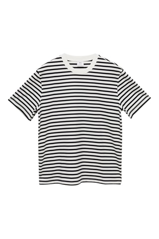 T-shirt 100 % coton rayures - Ecru