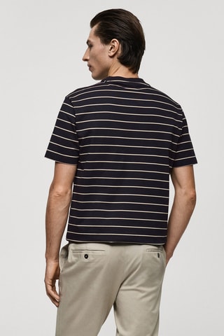 T-shirt 100 % coton rayures - Bleu marine