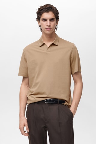 Polo slim-fit piqué de coton - Marron