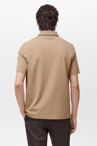 Polo slim-fit piqué de coton - Marron