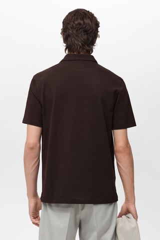 Polo slim-fit piqué de coton - Chocolat