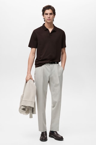 Polo slim-fit piqué de coton - Chocolat