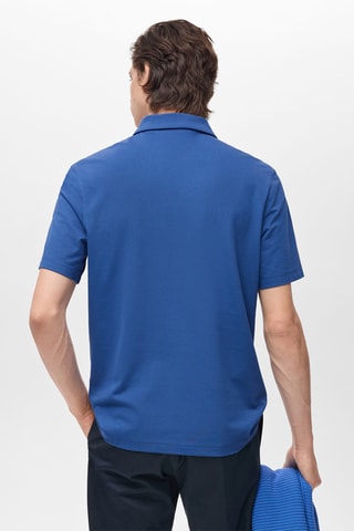 Polo slim-fit piqué de coton - Bleu