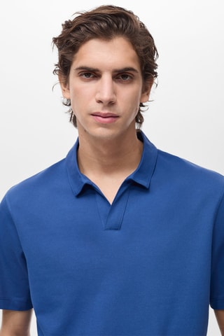 Polo slim-fit piqué de coton - Bleu