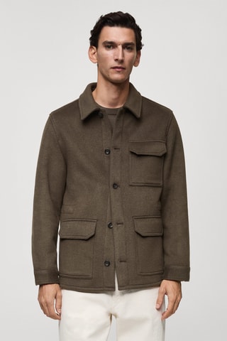 Surchemise flanelle laine mélangée - Kaki