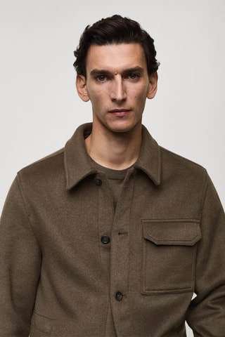 Surchemise flanelle laine mélangée - Kaki