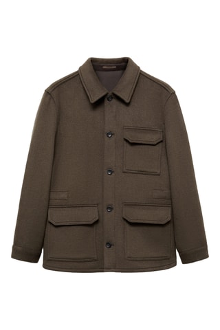 Surchemise flanelle laine mélangée - Kaki