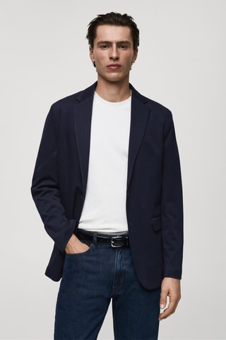 Veste Verner slim-fit en coton - Bleu marine
