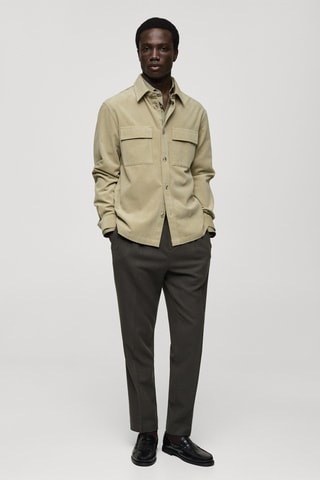 Surchemise velours côtelé poches - Vert pastel