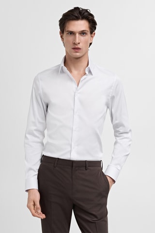 Chemise slim-fit en coton - Blanc
