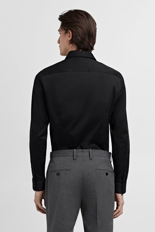 Chemise slim-fit en coton  - Noir