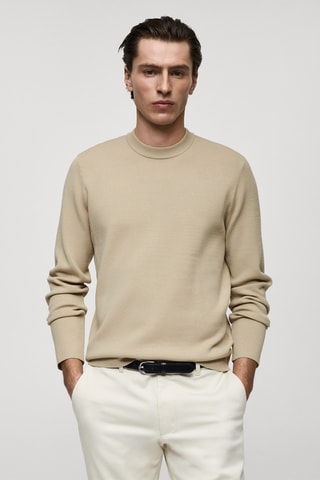 Pull-over maille moyenne regular-fit - Beige