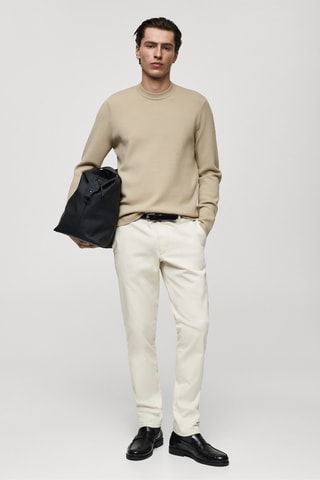 Pull-over maille moyenne regular-fit - Beige