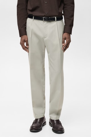 Pantalon laine froide slim-fit pinces - Gris glacier