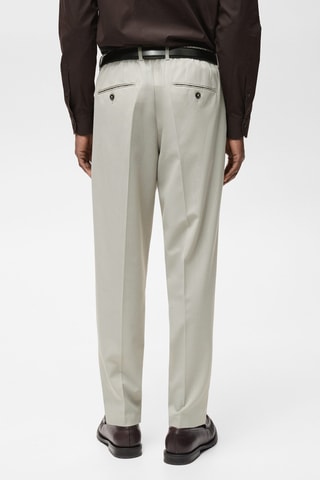 Pantalon laine froide slim-fit pinces - Gris glacier