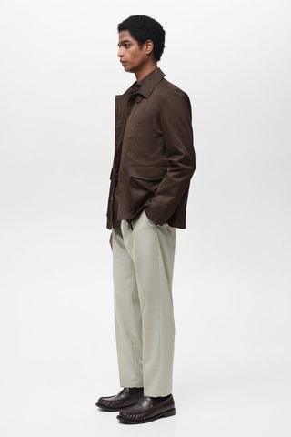 Pantalon laine froide slim-fit pinces - Gris glacier