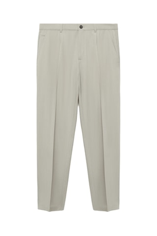 Pantalon laine froide slim-fit pinces - Gris glacier