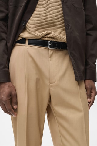 Pantalon laine froide slim-fit pinces - Marron