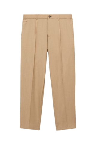 Pantalon laine froide slim-fit pinces - Marron