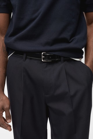 Pantalon laine froide slim-fit pinces - Bleu nuit