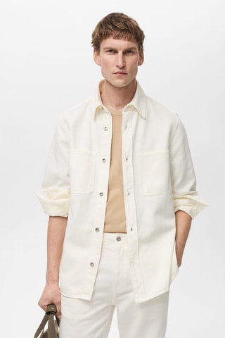 Surchemise tencel regular-fit - Blanc cassé