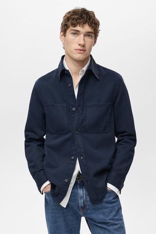 Surchemise tencel regular-fit - Bleu marine