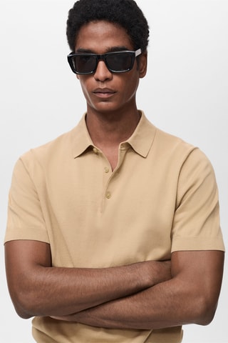 Polo maille fine 100 % coton - Marron