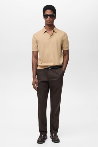 Polo maille fine 100 % coton - Marron