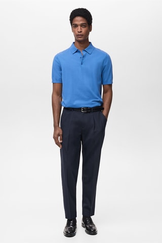 Polo maille fine 100 % coton - Bleu