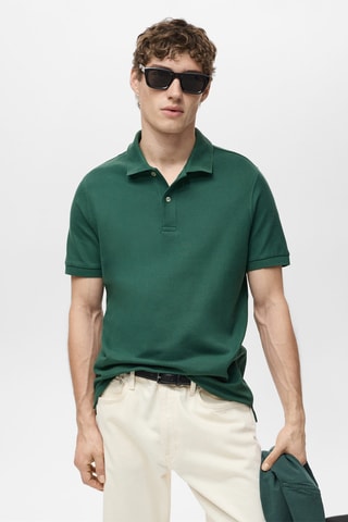 Polo regular-fit piqué coton - Vert foncé