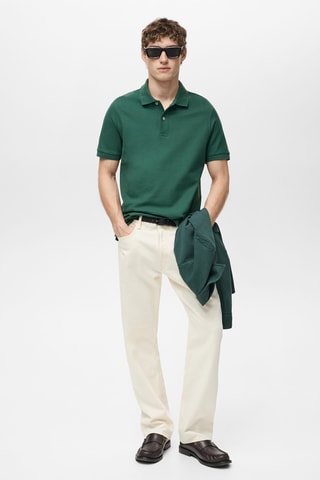 Polo regular-fit piqué coton - Vert foncé