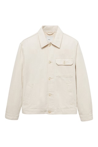 Veste en lin et coton mélangé avec poche - Ecru