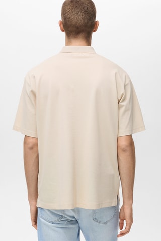 Polo coton en piqué relaxed-fit - Ecru