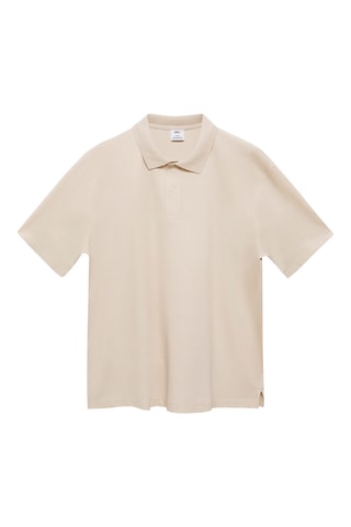 Polo coton en piqué relaxed-fit - Ecru