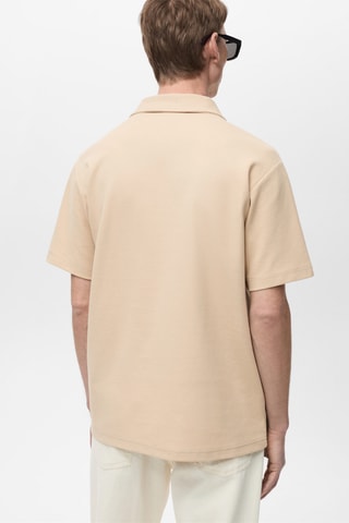 Polo structuré col zippé - Beige