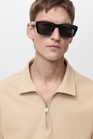 Polo structuré col zippé - Beige