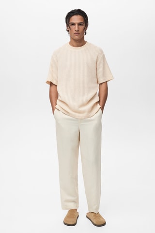 T-shirt maille côtelée - Ivoire