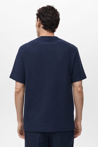 T-shirt maille côtelée - Bleu encre