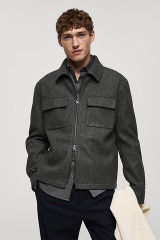 Veste en flanelle poches regular fit - Gris foncé chiné