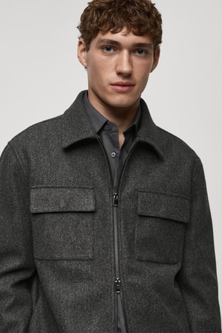 Veste en flanelle poches regular fit - Gris foncé chiné