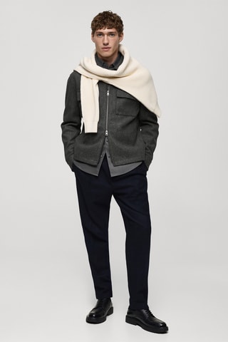 Veste en flanelle poches regular fit - Gris foncé chiné