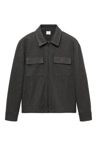 Veste en flanelle poches regular fit - Gris foncé chiné