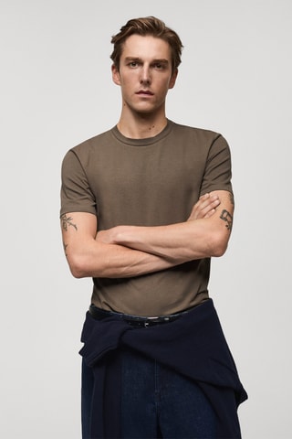 T-shirt coton stretch - Marron