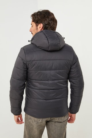 Doudoune droite à capuche - Noir